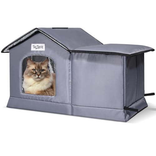 Tailtastic Wetterfestes & isoliertes Katzenhaus für den Außenbereich, einfache Montage, erhöhter Boden verhindert Überschwemmungen, warmer Unterschlupf für wilde Katzen (groß) von TailTastic