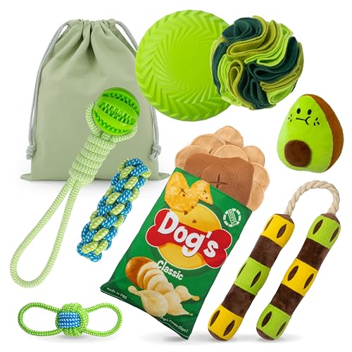 Hundespielzeug Quietschendes Schnüffel-Kauspielzeug Seil und fliegende Scheibe, 8 Stück, kleine/mittelgroße/große Hundespielzeuge für aggressive Kauer, Zahnspielzeug, Schnüffeln, interaktives Hundespielzeug Quietschendes Schnüffel-Kauspielzeug Seil und fliegende Scheibe, 8 Stück, kleine/mittelgroße/große Hundespielzeuge für aggressive Kauer, Zahnspielzeug, Schnüffeln, interaktives von Tailmorr
