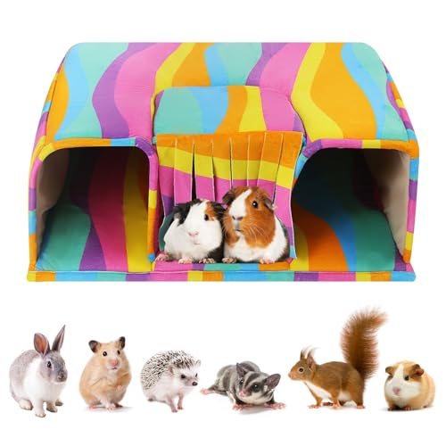 TailoWag Meerschweinchenversteck mit Tunneln, Spielzeug & gemütlichem Haus – weiches großes Bett für kleine Haustiere – Regenbogen TailoWag Meerschweinchenversteck mit Tunneln, Spielzeug & gemütlichem Haus – weiches großes Bett für kleine Haustiere – Regenbogen von TailoWag