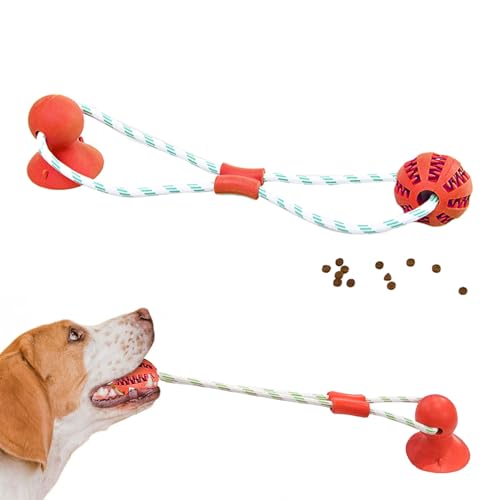 Hunde-Zahnball aus Gummi, mit Saugnapf und Seil, Rot Hunde-Zahnball aus Gummi, mit Saugnapf und Seil, Rot von Tailwag