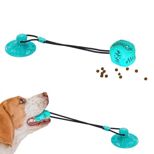 Hundeballspielzeug mit Saugnapf - Interaktiver Saugnapf Hund Tauziehen Spielzeug, Beißseil Spielzeug für Hund Langeweile, Bereicherung Zahnreinigung für mittelgroße große Hunde (Aqua) von Tailwag