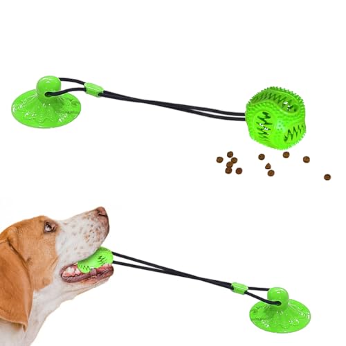 Hundeballspielzeug mit Saugnapf - Interaktiver Saugnapf Hund Tauziehen Spielzeug, Beißseil Spielzeug für Hund Langeweile, Bereicherung Zahnreinigung für mittelgroße große Hunde (Grün) von Tailwag