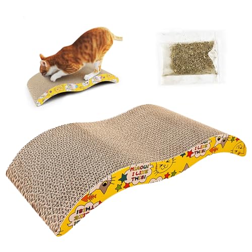 Katzenkratzbrett Katzenkratzmatte mit Katzenminze, Doppelseitiges Pad mit Premium Scratch Texturen Design, Gebogene Katzenkratzer für Indoor-Katzen zum Ausruhen, Schleifen, Krallen und Spielen Katzenkratzbrett Katzenkratzmatte mit Katzenminze, Doppelseitiges Pad mit Premium Scratch Texturen Design, Gebogene Katzenkratzer für Indoor-Katzen zum Ausruhen, Schleifen, Krallen und Spielen von Tailwag