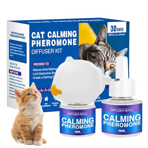 TaimeiMao 3 IN 1 Katzen Pheromone Diffuser Kit,Cat Calming Pheromones Diffusers, Diffusor für Katzen anhaltende Entspannung,Reduces Stress and Anxiety Geschmacklos von TaimeiMao