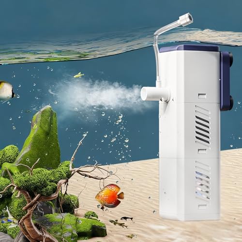 Aquarium Filter, Leise Aquarium Innenfilter 4in1 Aquarienfilter, Aquarium Pumpe, 330L/H Aquarien Filter mit Sauerstoffschlauch Filterbaumwolle Sprührohr SWasserauslass Sauerstoffregulierventil von TaimeiMao