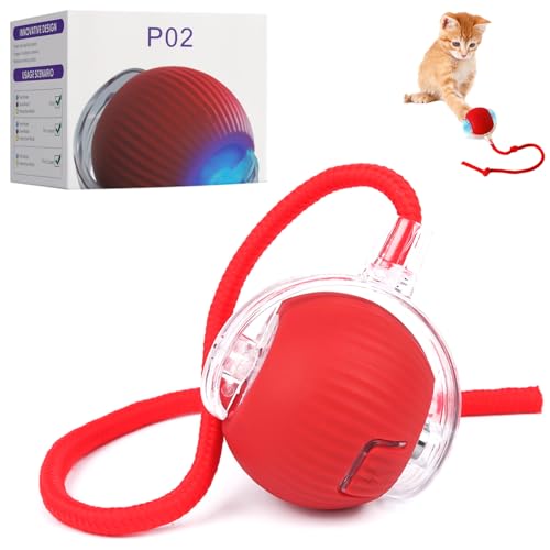TaimeiMao Smart Cat Toy Ball,Katzenspielzeug Ball Elektrisch Multifunktional,Interaktives Hunde Ball Spielzeug mit USB Aufladbar, 360-Grad-Drehspielzeug für Katzen und Hunde (mit Kordel, rot) TaimeiMao Smart Cat Toy Ball,Katzenspielzeug Ball Elektrisch Multifunktional,Interaktives Hunde Ball Spielzeug mit USB Aufladbar, 360-Grad-Drehspielzeug für Katzen und Hunde (mit Kordel, rot) von TaimeiMao