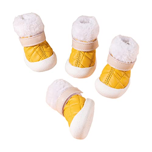 Tainrunse 4 x Haustierschuhe für kleine Hunde, dicke Schneestiefel, hält warm, Plüsch, Haustierbedarf, Gelb 1 Tainrunse 4 x Haustierschuhe für kleine Hunde, dicke Schneestiefel, hält warm, Plüsch, Haustierbedarf, Gelb 1 von Tainrunse