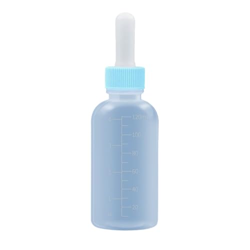 Tainrunse Bissfeste Haustierflasche für Haustiere, Stillmilchflasche, 50 ml/120 ml, klare Skala, weicher Nippel, Silikon, Haustiermilchflasche für Kätzchen, Welpen, Neugeborene, Haustiere, Blau A von Tainrunse