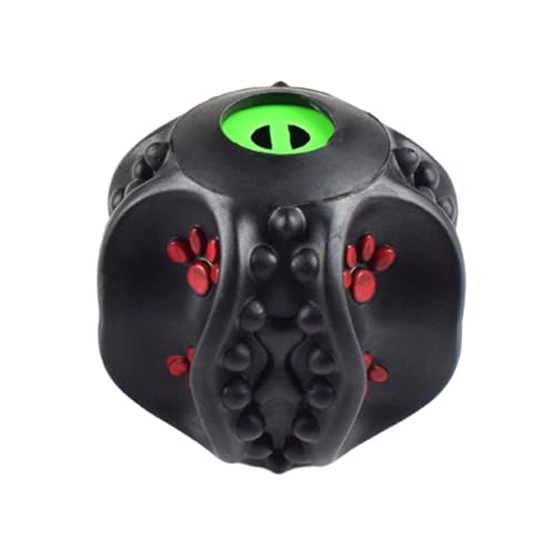 Tainrunse Bissfester Haustierspielzeug-Ball, Vinylmaterial, interaktiv, auslaufsicher, langlebig, mit eingebautem Soundgenerator, ansprechende Puzzle-Zähne für Schwarz von Tainrunse