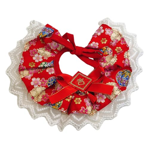 Tainrunse Dekoratives Haustier-Lätzchen, Weihnachtsmotiv, Neujahrskatze, Speicheltuch mit Schleifen-Design, Spitzenbesatz, lebendige Farben, verschleißfest, Größe C, L Tainrunse Dekoratives Haustier-Lätzchen, Weihnachtsmotiv, Neujahrskatze, Speicheltuch mit Schleifen-Design, Spitzenbesatz, lebendige Farben, verschleißfest, Größe C, L von Tainrunse