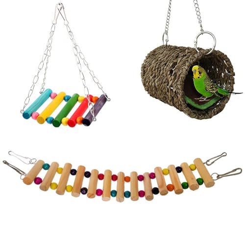 Tainrunse Hängematte, Leiter, für Papageien, Hamster, Eichhörnchen, Spielzeug, Haustier, Vogelkäfig, Hängedekoration, 3 Stück Tainrunse Hängematte, Leiter, für Papageien, Hamster, Eichhörnchen, Spielzeug, Haustier, Vogelkäfig, Hängedekoration, 3 Stück von Tainrunse