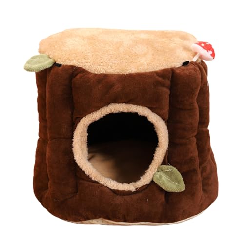 Tainrunse Hamsternest, Stumpf-Design, hält Wärme, bequem, Eichhörnchenbett, Hängematte, kompatibel mit Kleintieren, Braun, L von Tainrunse