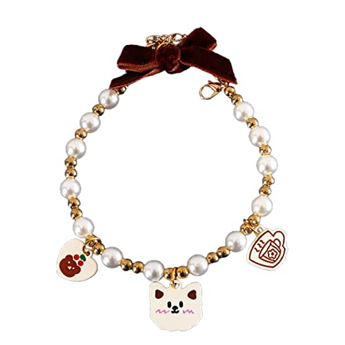 Tainrunse Haustier-Schmuck-Halskette, stilvolle Kunstperlen, Haustier-/Katzen-Halskette, Foto-Requisite, Kaffee S von Tainrunse