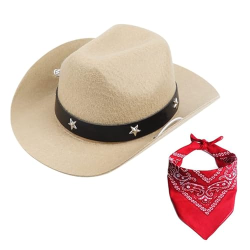 Tainrunse Haustiermütze, Schal, Cowboyhut, Schal, Set, Western-Cowboy-Hundekostüm, Mütze, Schal, Set, atmungsaktiv, verstellbar, lustige Hundekostüme für Haustiere, Khaki Tainrunse Haustiermütze, Schal, Cowboyhut, Schal, Set, Western-Cowboy-Hundekostüm, Mütze, Schal, Set, atmungsaktiv, verstellbar, lustige Hundekostüme für Haustiere, Khaki von Tainrunse