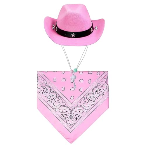 Tainrunse Haustiermütze, Schal, Cowboyhut, Schal, Set, Western-Cowboy-Hundekostüm, Mütze, Schal, Set, atmungsaktiv, verstellbar, lustige Hundekostüme für Haustiere, Rosa Tainrunse Haustiermütze, Schal, Cowboyhut, Schal, Set, Western-Cowboy-Hundekostüm, Mütze, Schal, Set, atmungsaktiv, verstellbar, lustige Hundekostüme für Haustiere, Rosa von Tainrunse