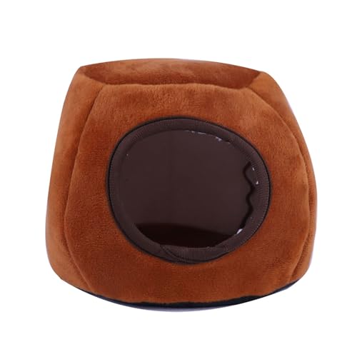 Tainrunse Haustiernest aus Baumwolle, gemütlich, warm, Igelnest, winddicht, bequem, vielseitig, halbgeschlossen, kleines Haustiernest für Herbst und Winter, Kaffee von Tainrunse