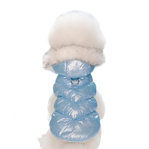 Tainrunse Hundemantel aus Baumwolle, mit Druckknopf, antiallergen, farbige Kapuze, kompatibel mit Outdoor, Blau, Größe 2XL von Tainrunse