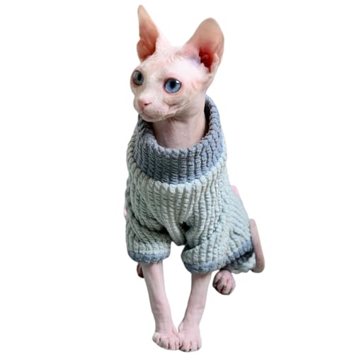 Tainrunse Katzen-Strampler, hält warm, bequem, dekorativ, warm, Katzen-Overall, 4-beinig, Haustier-Outfit, Blau, Größe XS von Tainrunse