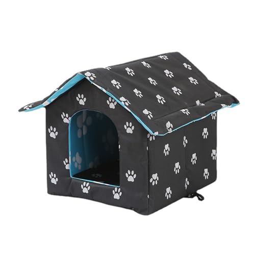 Tainrunse Katzenhaus Faltbarer Unterschlupf Haustier mit Reißverschluss, wasserdicht, verschleißfest, für drinnen und draußen, wiederverwendbar, tragbares Zelt, schwarz, L von Tainrunse