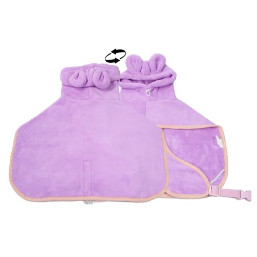 Tainrunse Pet Bath Gown Large Medium Small Dogs Cats Drying Coat Hooded Pet Accessories Purple L von Tainrunse