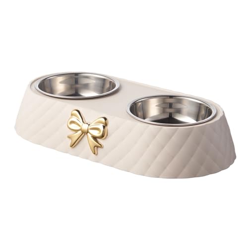 Tainrunse Pet Feeder Bowl Pet Food Drink Dispenser Dog Cat Feeder Feed Water Smooth Edge White One Size von Tainrunse