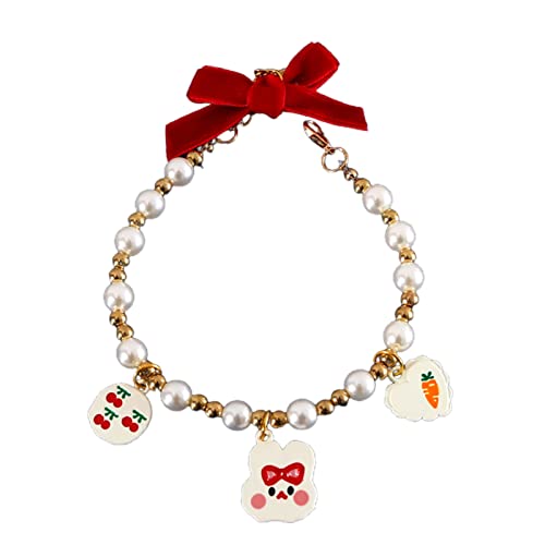 Tainrunse Pet Jewelry Halskette mit Perlenimitat, Rot, Größe XS von Tainrunse