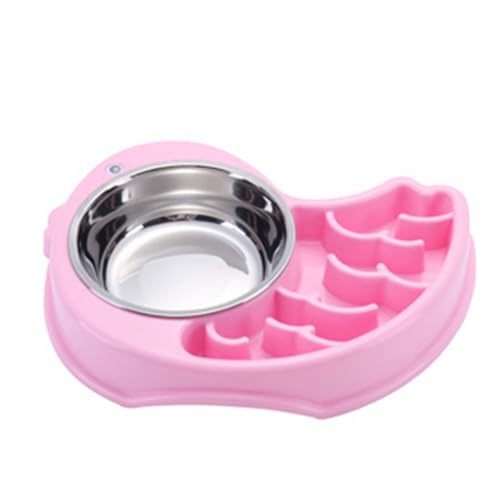 Tainrunse Pet Slow Feeder Bowl Chicken Shaped Pet Bowl Pet Slow Feeding Bowl Cartoon Design Stainless Steel Plastic Dual Purpose Spill-proof Pet Food Water Bowl Pink von Tainrunse