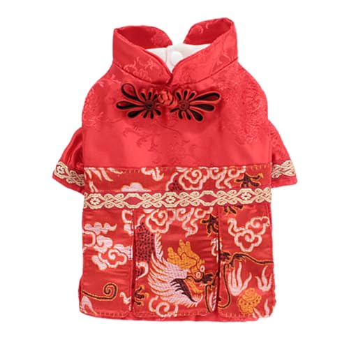 Tainrunse Pet Tang Kleidung Kurzarm Neujahr Hund Winter Cheongsam Kostüm Mode Rot XS von Tainrunse