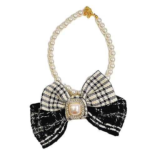 Tainrunse Stand Out Haustier-Halskette, künstliche Perle, verstellbares Schleifenhalsband mit Druckknopf-Design für Hunde und Katzen, einzigartiger Charme, einfach an- und auszuziehen, modisch, TRE von Tainrunse