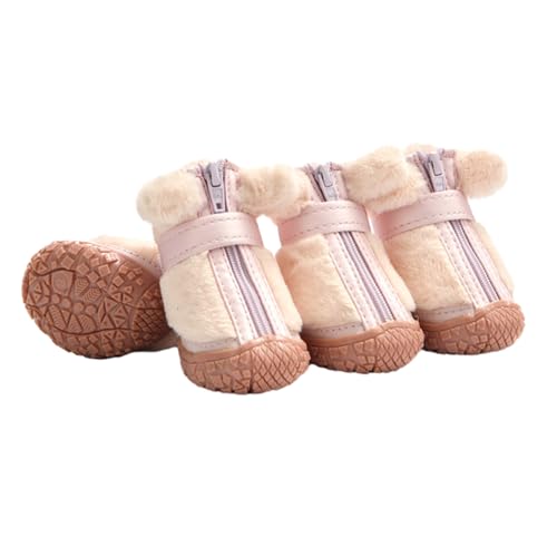 Tainrunse Verstellbare Hunde-Wanderschuhe, 4 Stück, bequeme Winter-Plüsch-Stiefel mit Reißverschlüssen, rutschfeste Hundepfotenschutz für draußen, Kirschrosa, 2 Tainrunse Verstellbare Hunde-Wanderschuhe, 4 Stück, bequeme Winter-Plüsch-Stiefel mit Reißverschlüssen, rutschfeste Hundepfotenschutz für draußen, Kirschrosa, 2 von Tainrunse