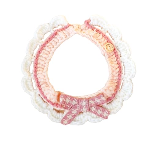 Tainrunse Weiches, bequemes Haustierhalsband für Haustiere, schön mit Schleife, handgestrickt, Katzenknopf-Design, niedliche Dekoration, Halskette, Rosa, Größe S Tainrunse Weiches, bequemes Haustierhalsband für Haustiere, schön mit Schleife, handgestrickt, Katzenknopf-Design, niedliche Dekoration, Halskette, Rosa, Größe S von Tainrunse