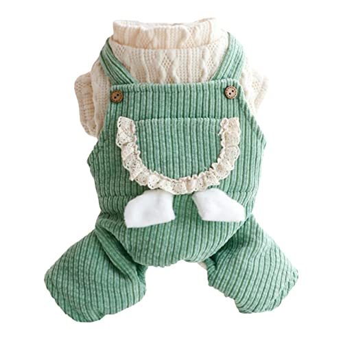 Tainrunse Welpen-Strampler für Welpen, Katzen, hübsch, mit Spitzentasche, Grün, L von Tainrunse