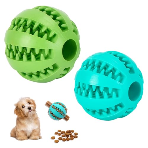 Taiyyi Zahnputzball,futterball für Hunde,Zum Reinigen/Kauen/Spiel-/Trainingskugeln,Naturkautschukhund -Fütterungskugeln, 2 (grün und blau) von Taiyyi