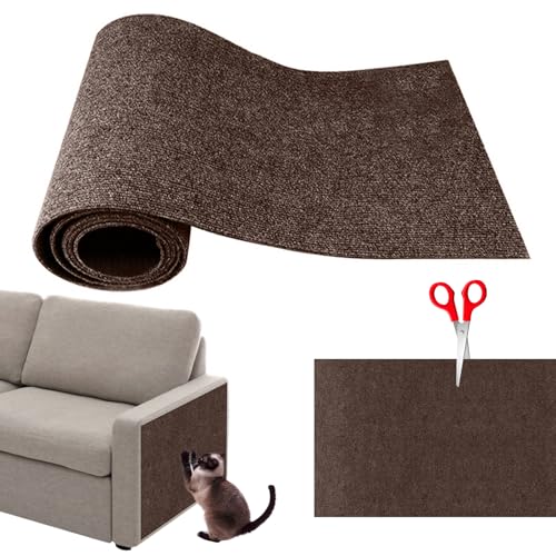 Takezuaa Kratzmatte Selbstklebend Katzen,Kratzwand FüR Katzen,Kratzmatten FüR Katzen DIY Trimmbarer Teppich Matte Pad Katzenkratzbretter,Kratzmatte Katze Wand Selbstklebend (Braun,L) von Takezuaa