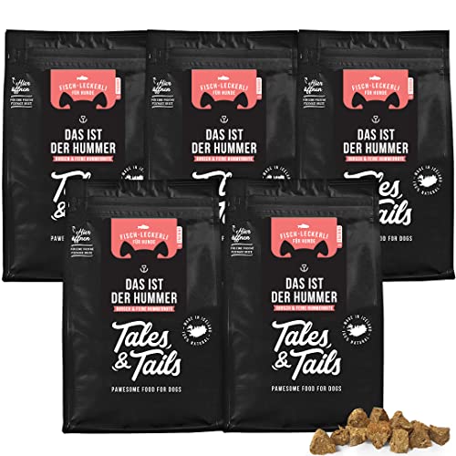 Tales & Tails® - Hunde Leckerlis aus isländischem Hummer und Dorsch | Natürlich, Zuckerfrei, Getreidefrei, reich an Omega 3 | Zum Trainieren und Belohnen | 5 x 70g Tüten Hundesnack von Tales & Tails PAWESOME FOOD FOR PETS