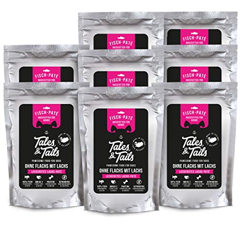 Tales & Tails® - Nassfutter für Hunde aus 100% isländischem Lachs| Getreidefreies Hundefutter, Natürlich, Nährstoffreich, Zuckerfrei | Hundenassfutter „Ohne Flachs mit Lachs“| 8X 100g von Tales & Tails PAWESOME FOOD FOR PETS