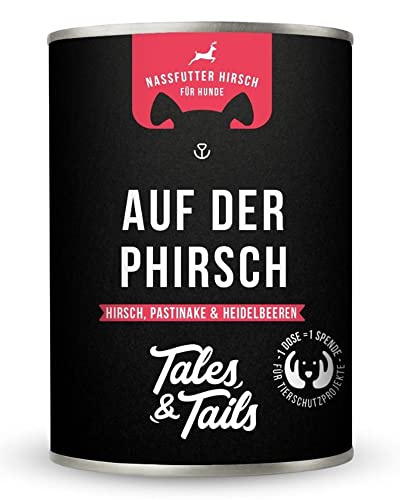 Tales & Tails Auf der PHIRSCH Nassfutter für Hunde | Mit 75% Hirsch als tierische Proteinquelle | Monoprotein | Nur 6 Zutaten | Hohe Akzeptanz & Verträglichkeit | 1x 400g Tales & Tails Auf der PHIRSCH Nassfutter für Hunde | Mit 75% Hirsch als tierische Proteinquelle | Monoprotein | Nur 6 Zutaten | Hohe Akzeptanz & Verträglichkeit | 1x 400g von Tales & Tails PAWESOME FOOD FOR PETS