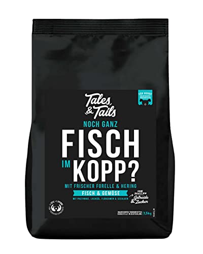 Tales & Tails Fisch Im Kopp Halbfeuchtes Trockenfutter für Hunde | Getreidefrei | Mit 60% Fisch Als Tierische Proteinquelle | Hohe Akzeptanz & Verträglichkeit | 1,5kg von Tales & Tails PAWESOME FOOD FOR PETS