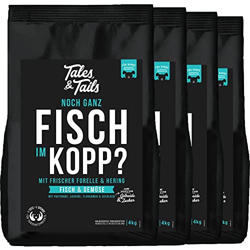 Tales & Tails Fisch Im Kopp Halbfeuchtes Trockenfutter für Hunde | Getreidefrei | Mit 60% Fisch Als Tierische Proteinquelle | Hohe Akzeptanz & Verträglichkeit | 4X 4kg von Tales & Tails PAWESOME FOOD FOR PETS