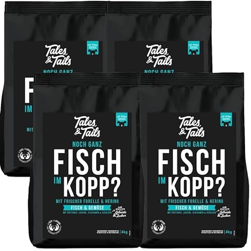 Tales & Tails Fisch Im Kopp Halbfeuchtes Trockenfutter für Hunde | Getreidefrei | Mit 60% Fisch Als Tierische Proteinquelle | Hohe Akzeptanz & Verträglichkeit | 4X 4kg von Tales & Tails PAWESOME FOOD FOR PETS