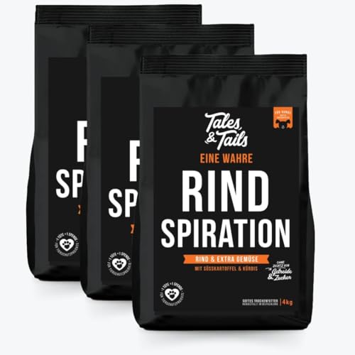 Tales & Tails - Halbfeuchtes Trockenfutter für Hunde | Getreidefrei | Eine Tierische Proteinquelle | Hohe Akzeptanz & Verträglichkeit (4 kg (3er Pack), Rind) von Tales & Tails PAWESOME FOOD FOR PETS