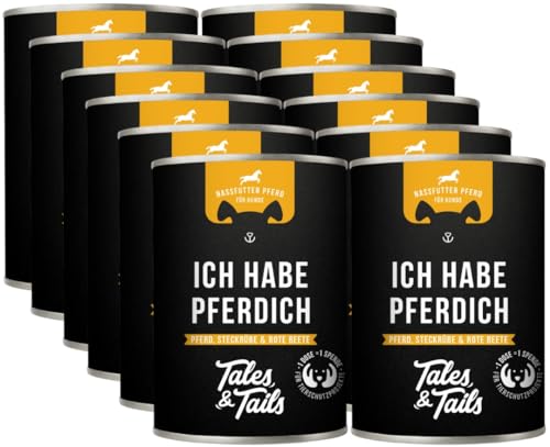 Tales & Tails Ich Habe Pferdich Nassfutter für Hunde | Mit 80% Pferd als tierische Proteinquelle | Monoprotein | Hohe Akzeptanz & Verträglichkeit | 12x 400g von Tales & Tails PAWESOME FOOD FOR PETS