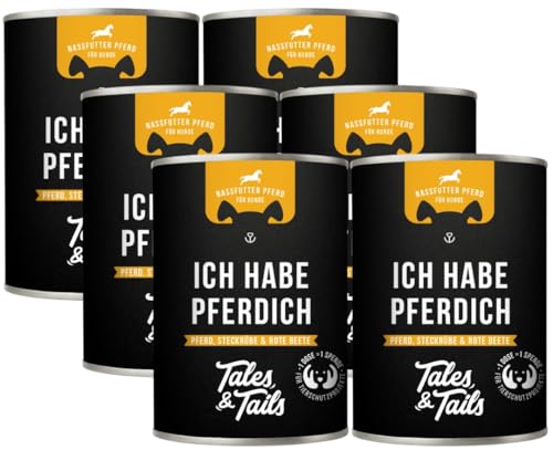 Tales & Tails Ich Habe Pferdich Nassfutter für Hunde | Mit 80% Pferd als tierische Proteinquelle | Monoprotein | Hohe Akzeptanz & Verträglichkeit | 6X 400g von Tales & Tails PAWESOME FOOD FOR PETS