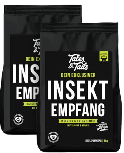 Tales & Tails InSektempfang Halbfeuchtes Trockenfutter für Hunde | Getreidefrei | Mit Insekten als tierische Proteinquelle | Nur 8 Zutaten | Hohe Verträglichkeit | 2X 4kg von Tales & Tails PAWESOME FOOD FOR PETS