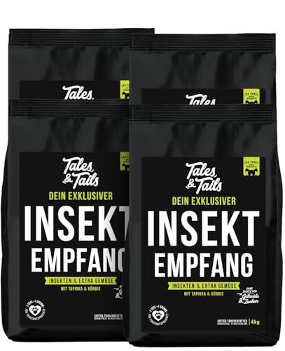 Tales & Tails InSektempfang Halbfeuchtes Trockenfutter für Hunde | Getreidefrei | Mit Insekten als tierische Proteinquelle | Nur 8 Zutaten | Hohe Verträglichkeit | 4X 4kg von Tales & Tails PAWESOME FOOD FOR PETS