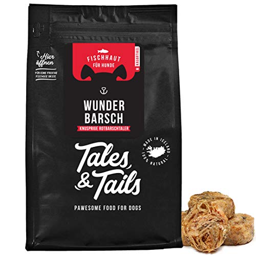 Tales & Tails Kauartikel I Rotbarschhaut I Nur 1 Zutat I Monoprotein I gesunder Kausnack I zuckerfrei und getreidefrei I 1 x 50g I Zutaten: 100% Rotbarschhaut Tales & Tails Kauartikel I Rotbarschhaut I Nur 1 Zutat I Monoprotein I gesunder Kausnack I zuckerfrei und getreidefrei I 1 x 50g I Zutaten: 100% Rotbarschhaut von Tales & Tails PAWESOME FOOD FOR PETS