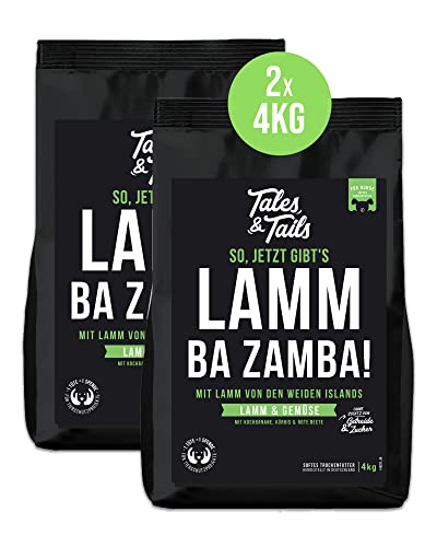 Tales & Tails - Lamm Ba Zamba Halbfeuchtes Trockenfutter für Hunde | Getreidefrei & für Allergiker geeignet | Mit 75% Lamm Als Tierische Proteinquelle | Hohe Verträglichkeit | 2 x 4kg Tales & Tails - Lamm Ba Zamba Halbfeuchtes Trockenfutter für Hunde | Getreidefrei & für Allergiker geeignet | Mit 75% Lamm Als Tierische Proteinquelle | Hohe Verträglichkeit | 2 x 4kg von Tales & Tails PAWESOME FOOD FOR PETS