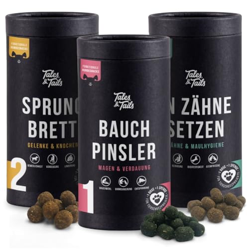 Tales & Tails - Rundum-Sorglos-Paket 3er Paket aus Snacks für Verdauung | Gelenke und Zahnpflege | Für Allergiker | Getreidefrei | 3 Dosen - 3 x 325g Tales & Tails - Rundum-Sorglos-Paket 3er Paket aus Snacks für Verdauung | Gelenke und Zahnpflege | Für Allergiker | Getreidefrei | 3 Dosen - 3 x 325g von Tales & Tails PAWESOME FOOD FOR PETS
