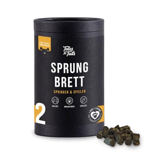 Tales & Tails Sprungbrett Funktionaler Snack für Hunde, MSM, Grünlippmuschelpulver, Kollagen, Allergiker geeignet, Getreidefrei - 1 Dose 325g von Tales & Tails PAWESOME FOOD FOR PETS