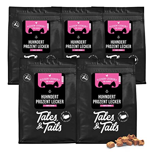 Tales & Tails - Trainingsleckerli für Hunde - 5er Paket I 100% Huhn | Huhndert Prozent lecker | Für Allergiker geeignet | Getreidefrei & Zuckerfrei | 5 x 90g von Tales & Tails PAWESOME FOOD FOR PETS